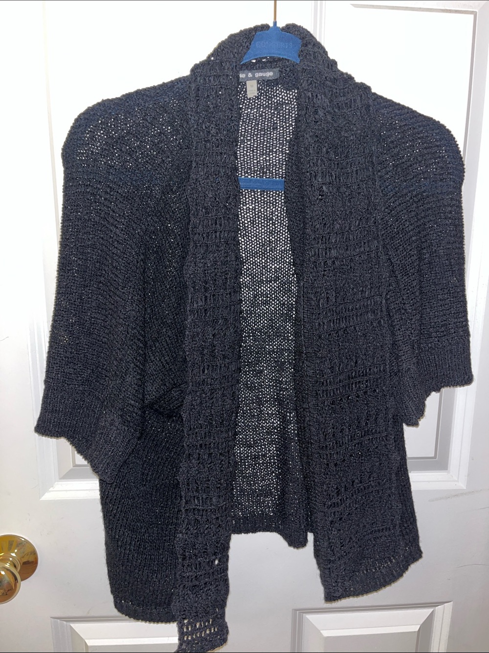Cable & Gauge Black Open-Weave Knit Cardigan